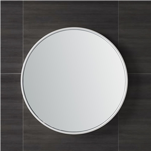 China Manufacture/Supplier/Exporter Chelsea Silk-Frame Wall & Accent White Matte Solid Surface Bath Mirror Frame with Safety Glass for Modern Bathroom Use