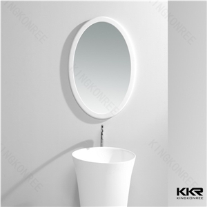 China Manufacturer Adm Matte Solid Surface Circular Mirror Moulded White Wall Mirror for Salon Cibo Uber Mirrored Solid Surface Shelf - Reece