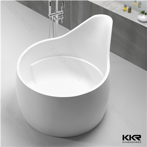 China Reliable Manufacturer Corian Wholesale Round Design Solid Surface Pedestal Bathtub Customized for Hotel Project