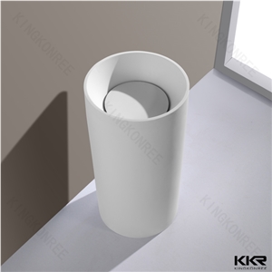 Corian Wholesale Round Design Solid Surface Pedestal Basins Sinks Customized for Hotel Project