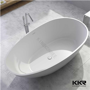 Custom Design Oval Shape Solid Surface Cast Stone Bathtub Tub