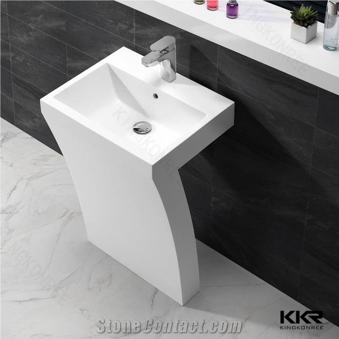 Hand Wash Basin With Full Pedestal, Pedestal Center Bathroom Sink Vanity Unit