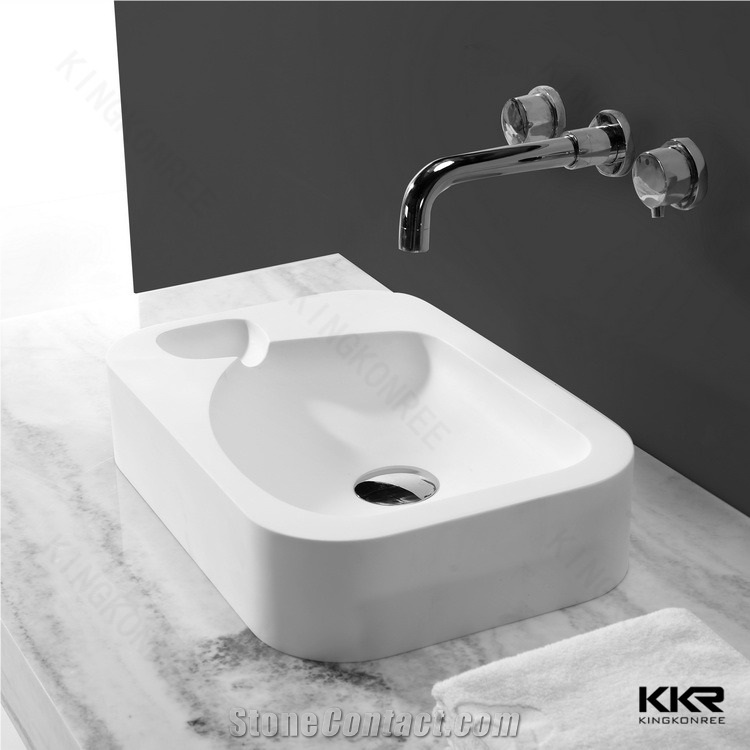 White Corian Solid Surface Wash Basin, What Size Sink Is Best For Bathroom