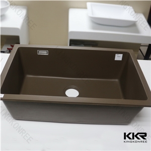 Kkr Professional Factory Anti Scrath, Stains Free Diamond Bowl Undermount In Cafe Brown Quartz Stone Kitchen Sink