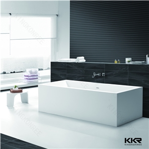 Large Size Solid Surface Bath for Adult, Kkr Factory Bathroom Freestanding Bathtub, White Portable Tub