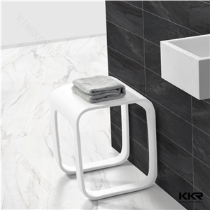 Latest Design Popular in Ameriac Kkr White Clear Corian Dupont Acrylic Solid Surface Bath Shower Stool for Hotel /Modern Bathroom Use Provide by China Professional Manufacture with Ce/Sgs Approval