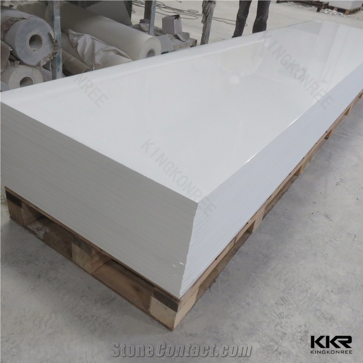 Plain White Engineered Stone Corian Solid Surface Tub Surrounds