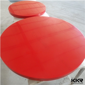 Restaurant Furniture Small Round Red Manmade Stone Tabletops