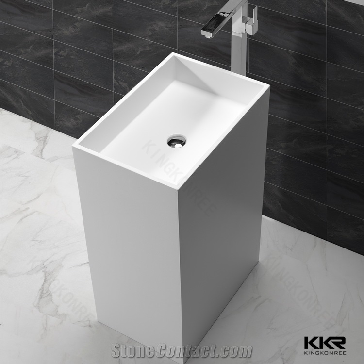 Snow White Bathroom Sink Portable Pedestal Basin Floor Standing Wash Basin With Competitive Price From China Stonecontact Com