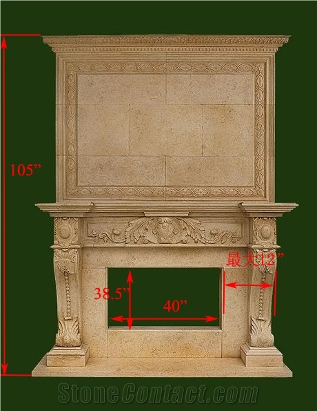 Egypt Creme Beige Limestone Fireplace