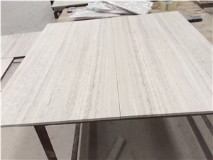 China Guizhou Athens White Wooden Vein-Cut Marble, Polished Tiles & Slabs