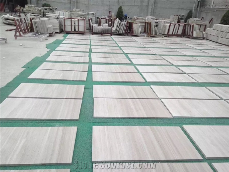 China Guizhou Athens White Wooden Vein-Cut Marble, Polished Tiles & Slabs