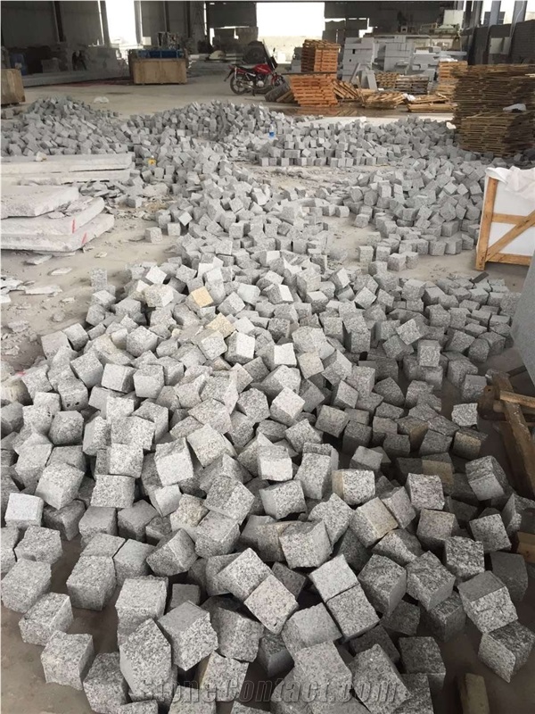 G603 Hubei Wuhan China Grey Granite Cubic Stone, Cobbles and Paver Stone, Sawn/Natural/Bush-Hammered Surface