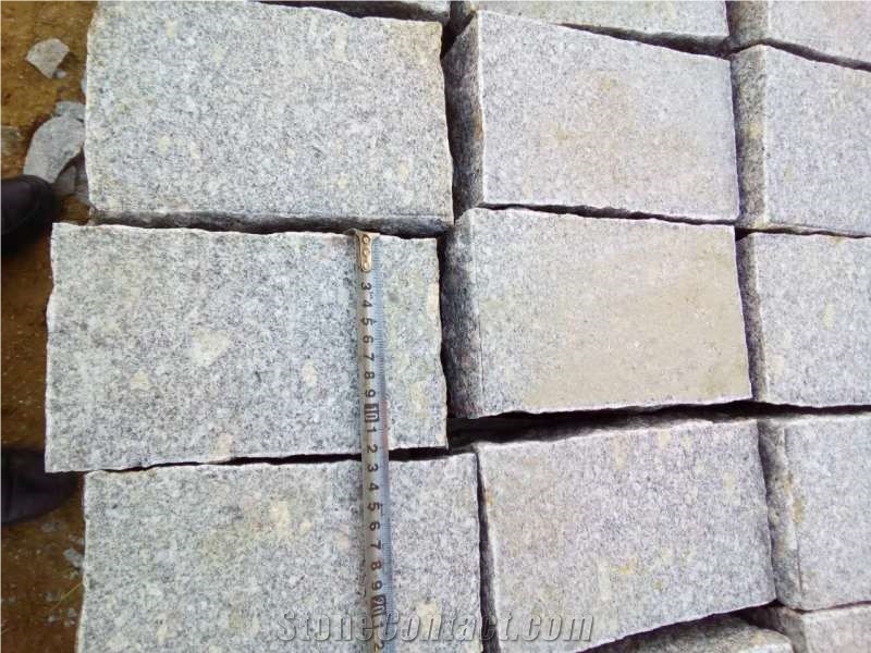 North G603 Light Grey Granite G375 G341 Sides Split Flamed Top Bottom Cube Cobble Stones for Driving Way Walking Way Cheap Price
