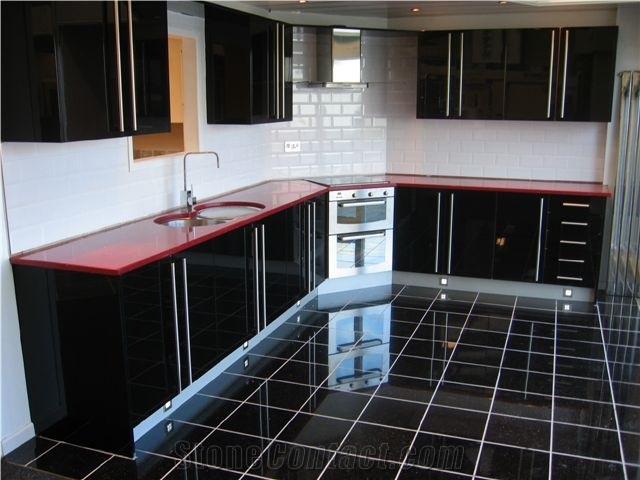 Red Starlight Quarzt Worktop with Double Bowl