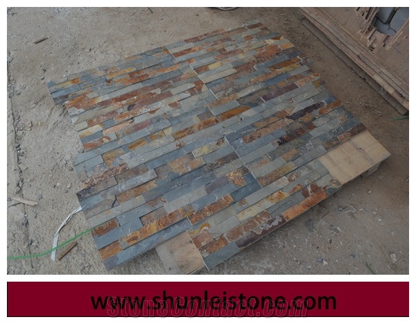 China Multicolor Slate Cultured Stone/Slate Culture Stone/Culture Slate/Slate Wall Cladding, Slate Building Stone
