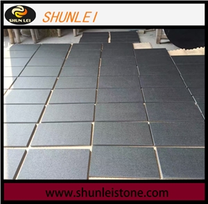 Granite Flamed and Brushed Finishing Floor Tiles, Grey Granite Flamed and Brushed Tiles, China Cheapest Black Granite Paving Tiles Flamed