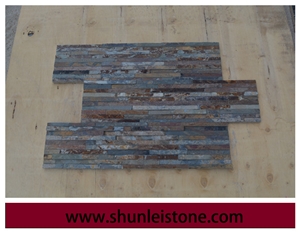 Natural Culture Stone Panels, Wall Slate,Natural Stone Cladding, Multicolor Stacked Stone Veneer, Multicolor Brick Stacked Stone