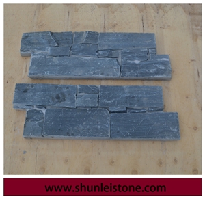 Natural Slate Interlocking Stacked Culture Stone with Cement Back Panels, Cement Slate Stacked Stone, Concrete Slate Stone