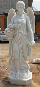 White Marble Angel Life Size Sculpture ,Western Statue, Outdoor China Made Sculpture