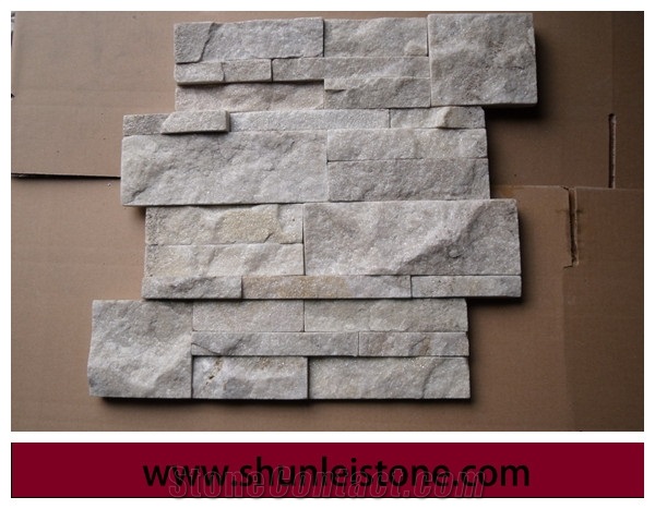 White Quartzite Culture Stone Wall Stone, White Stacked Stone Veneer, White Quartzite Thin Stone Veneer