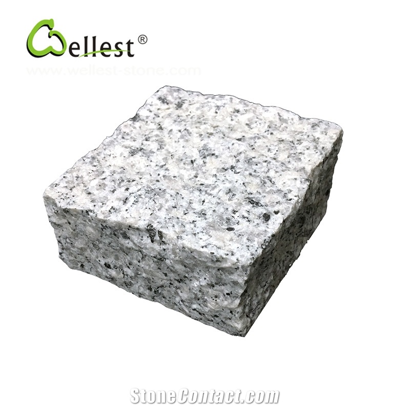 All Sides Natural Split 10x10 Grey Granite Cube Paving Stone for Driveway