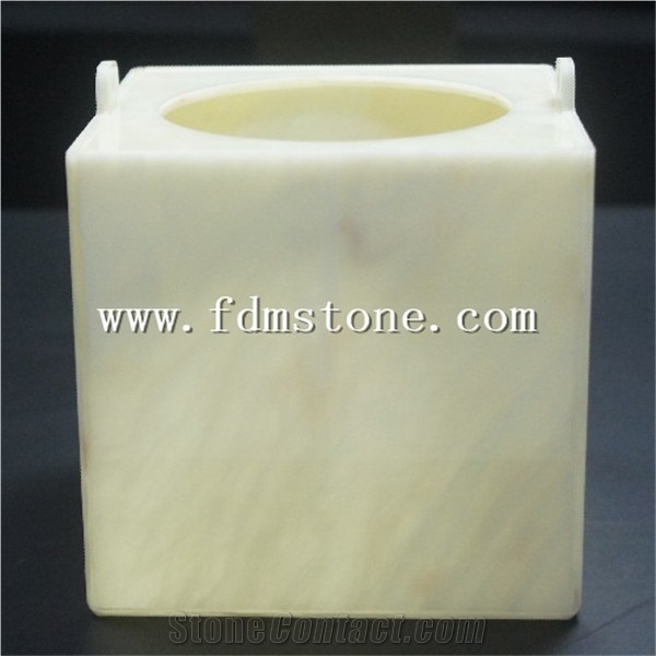 Artificial Honey Onyx Stone Round Candle Holder