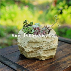 Beautiful Indoor Cheap Funny Decoration Mini Natural River Stone Flower Pots and Planters for Vase,Small Stone Pots