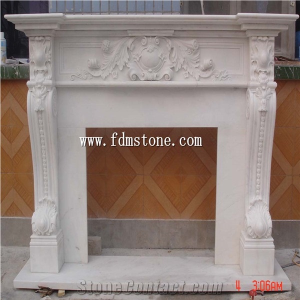 Beige Marble Freestanding Electric Fireplace