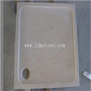 Beige Marble Polished Bathroom Shower Base,Shower Tray 70x70,80x80,100x100cm ,European Style Solid Surface Shower Bases