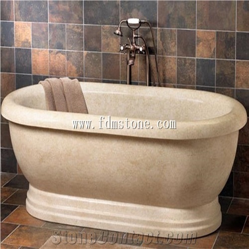 Beige Yellow Travertine Polished Bath Tub, Massage Bathtub, Shower Bathtubs Surround, Bathtubs Decks