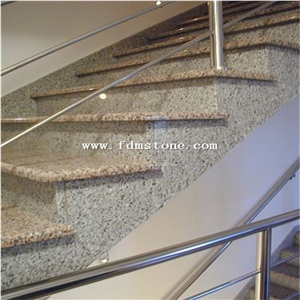 Bullnosed Edges Yellow Golden Zhangpu Rusty G682 Granite Step,Stairscases,Stairs,Pool Coping Rebated Tiles