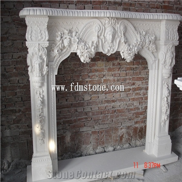 Cararra White Marble Fireplace Mantels Fireplaces Surround