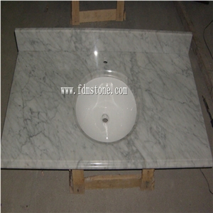 Carrara Royal White Marble Polished Vanity Top,Bathroom Countertops,Custom Vanity Tops,Engineered Stone Bathroom