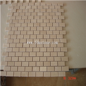 Cheap Royal Beige Marble Mosaic Tiles,Sunny Beige Cubic Mosaic for Sales,Royal Botticino Beige Imported Marble Mosaic & Borders