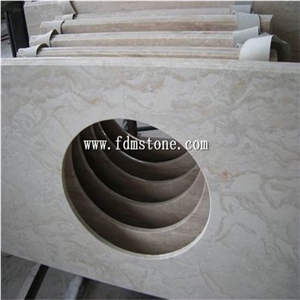 China Aman Beige Marble Polished Kitchen Countertop,Bar Top,Island Top,Bullnosed Desk Tops, Bench Tops,Work Top