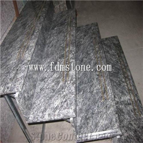 China Blue Granite Stone Polished Bullnosed Step Stair