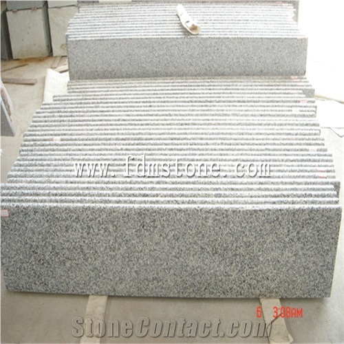 China G439 Big White Flower Granite Polished Flamed Brushed Bullnosed Step,Stair Treads,Risers,Staircase