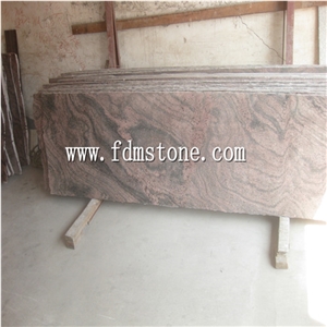China Juparana Grey Granite Stone Polished Bullnosed Step,Stair Treads,Risers,Staircase