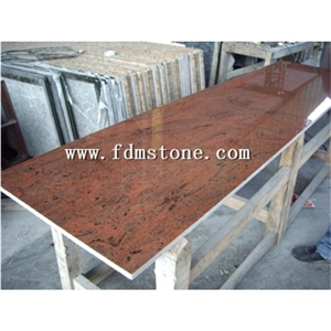 China Multicolour Red Granite Polished Kitchen Countertop,Bar Top,Island Top,Bullnosed Desk Tops,Curved Bench Tops,Work Top