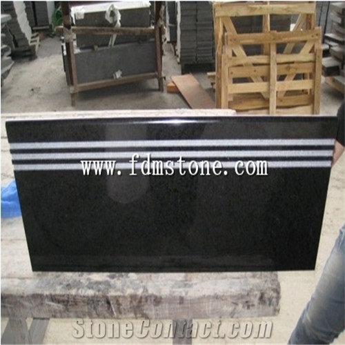 China Shanxi Black Absolute Black Granite Stone Polished Flamed Brushed Bullnosed Step,Stair Treads,Risers,Staircase 