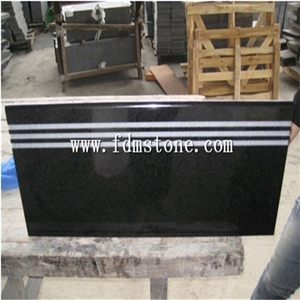 China Shanxi Black Absolute Black Granite Stone Polished Flamed Brushed Bullnosed Step,Stair Treads,Risers,Staircase 