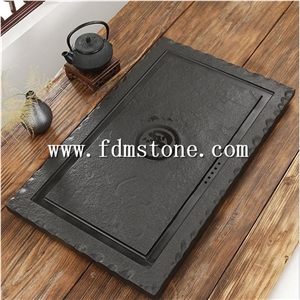 Chinese Black Stone Tea Tray,Stone Tea Set, Teaboard,Stone Kitchen Accessories