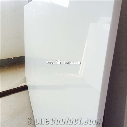 Crystallized Glass Pure White Stone, Nano White Marble Slabs,Cut to Size,Floor Tiles,Wall Tiles