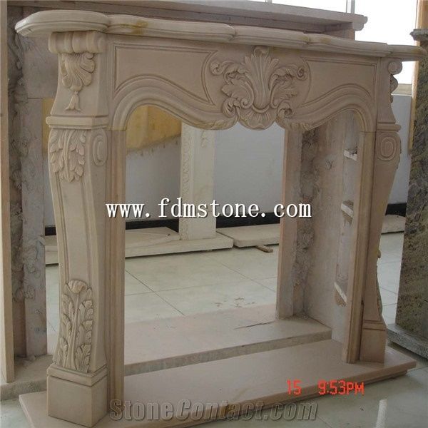 European Style Beige Yellow Limestone Honed Stone Carved