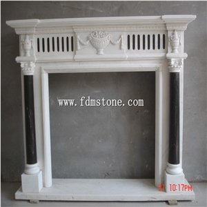 European Style Light Green Marble Stone Carved Fireplaces Surround Design, Ireland Fireplace Accessories,Indoor Wall Mounted Fireplaces Mantels