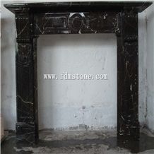 European Style Nero Marquine Black Marble Stone Carved Fireplaces Surround Design, Ireland Fireplace Accessories,Indoor Wall Mounted Fireplaces Mantels