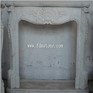 European Style White Marble Stone Carved Fireplaces Surround Design, Ireland Fireplace Accessories,Indoor Wall Mounted Fireplaces Mantels