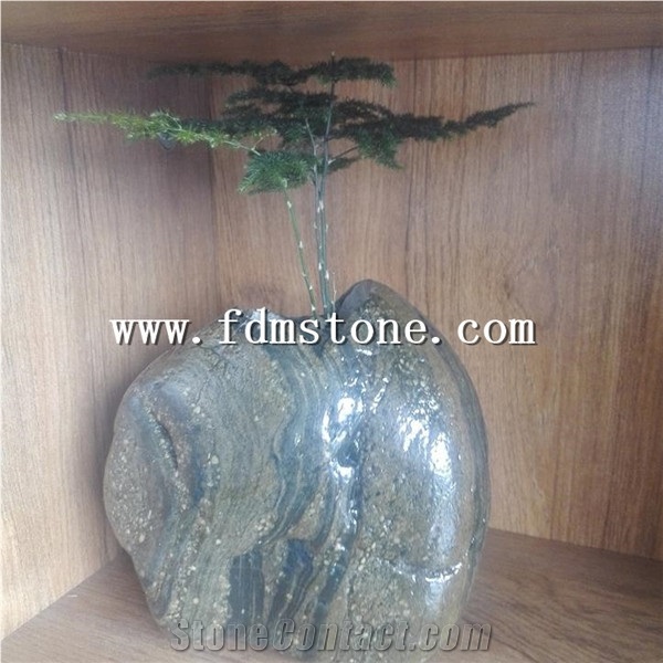 Flower Carved Granite Stone Planter Pot,Decorative Stone Large Bowl Planters for Hotel