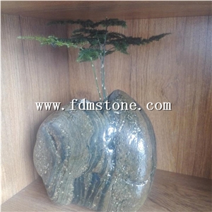 Flower Carved Granite Stone Planter Pot,Decorative Stone Large Bowl Planters for Hotel